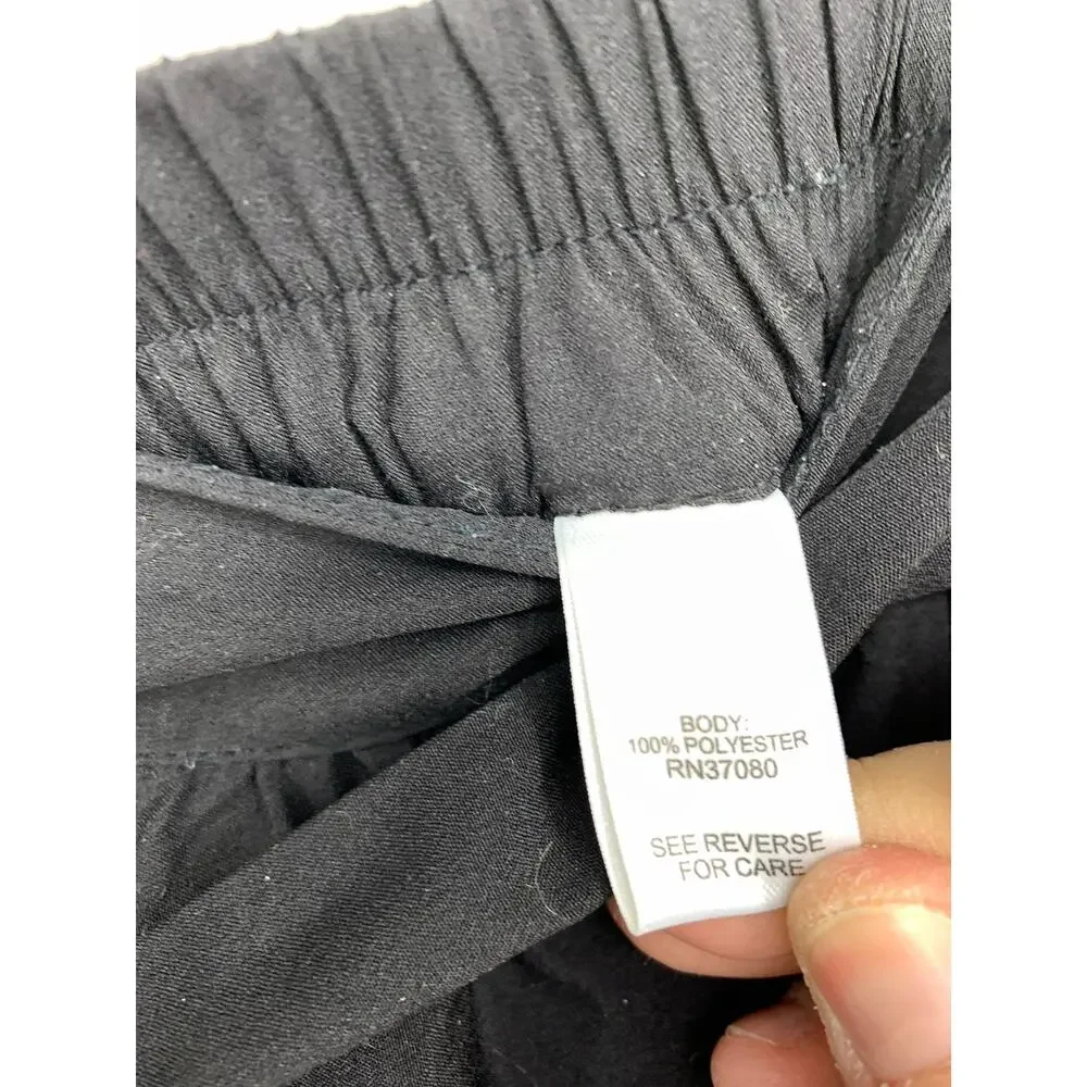 Versona A-Line Skirt Womens Size Medium Elastic Back Waist Black Tie Waist